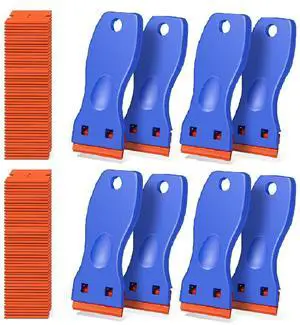 8 PCS Plastic Razor Blade Scraper Tool with 100 PCS Extra Blades, Cleaning Scraper Remover for Stickers Lables Paints Adhesives on Window Glass Car 8 PCS Plastic Razor Blade Scraper Tool with 100 PCS Extra Blades, Cleaning Scraper Remover for Stickers Lables Paints Adhesives on Window Glass Car