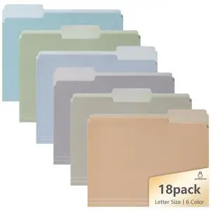 18pcs File Folders, Letter Size, 6 Color Assorted Two-Tone, Pastel, Manilla folders 8.5 x 11, for documents, Colored folders, 3 Tab Position,Filing Cabinet, carpetas para documentos, Paper 18pcs File Folders, Letter Size, 6 Color Assorted Two-Tone, Pastel, Manilla folders 8.5 x 11, for documents, Colored folders, 3 Tab Position,Filing Cabinet, carpetas para documentos, Paper
