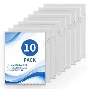 Clear L-Shaped File Folders, Letter Size Transparent Project Pockets, Heavy Duty Plastic Document Sleeves with Top & Side Opening, Clear Folder for School, Office, and Home Organization (10) Clear L-Shaped File Folders, Letter Size Transparent Project Pockets, Heavy Duty Plastic Document Sleeves with Top & Side Opening, Clear Folder for School, Office, and Home Organization (10)