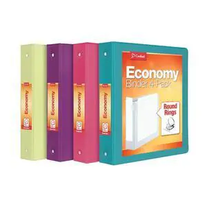 Cardinal 3 Ring Binders, Binders for School and Office, Durable 1.5 Inch, Round Rings, Holds 350 Sheets, ClearVue Presentation View, Non-Stick, Assorted Bright Colors, 4 Pack (79553) Cardinal 3 Ring Binders, Binders for School and Office, Durable 1.5 Inch, Round Rings, Holds 350 Sheets, ClearVue Presentation View, Non-Stick, Assorted Bright Colors, 4 Pack (79553)