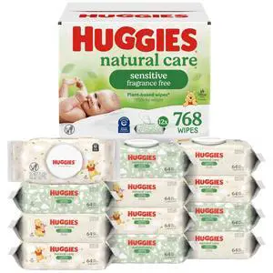 Natural Care Sensitive Baby Wipes, Unscented, Hypoallergenic, 99% Purified Water, 12 Flip-Top Packs (768 Wipes Total), Packaging May Vary Natural Care Sensitive Baby Wipes, Unscented, Hypoallergenic, 99% Purified Water, 12 Flip-Top Packs (768 Wipes Total), Packaging May Vary