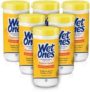 Antibacterial Hand Wipes, Tropical Splash, 40 ct Canister (6 Pack) Antibacterial Hand Wipes, Tropical Splash, 40 ct Canister (6 Pack)