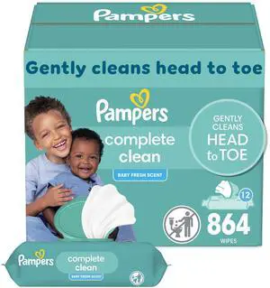 Baby Wipes, Complete Clean Baby Fresh Scented Wipe, Gently Cleans Head to Toe, 864 Total (12 Flip-Top Packs) Baby Wipes, Complete Clean Baby Fresh Scented Wipe, Gently Cleans Head to Toe, 864 Total (12 Flip-Top Packs)