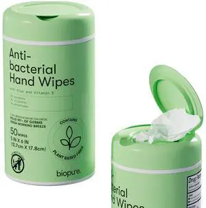 Biopure Antibacterial Hand Wipes Fresh Morning Breeze- Antibacterial Wipes with Aloe and Vitamin E Formula | 5"x7" Wet Wipes Canister | No Parabens, Sulfates or Phthalates, Kills 99% of Germs, 50 ct Biopure Antibacterial Hand Wipes Fresh Morning Breeze- Antibacterial Wipes with Aloe and Vitamin E Formula | 5"x7" Wet Wipes Canister | No Parabens, Sulfates or Phthalates, Kills 99% of Germs, 50 ct