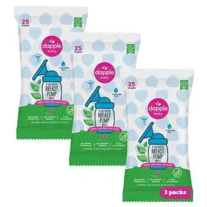 Baby Breast Pump Wipes - (3 Pack) 25 Count - Fragrance-Free, Plant-Powered & Hypoallergenic - Removes Milk Residue - Diaper Bag Essentials Baby Breast Pump Wipes - (3 Pack) 25 Count - Fragrance-Free, Plant-Powered & Hypoallergenic - Removes Milk Residue - Diaper Bag Essentials