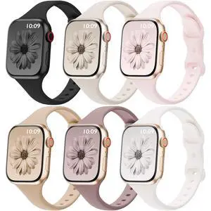 6 Pack Thin Bands Compatible with Apple Watch Band 38mm 40mm 41mm 42mm 44mm 45mm 46mm 49mm Women Men, Sport Silicone Strap Slim Wristband for iWatch Series 11 10 9 8 SE 7 6 5 4 3 2 1 Ultra 6 Pack Thin Bands Compatible with Apple Watch Band 38mm 40mm 41mm 42mm 44mm 45mm 46mm 49mm Women Men, Sport Silicone Strap Slim Wristband for iWatch Series 11 10 9 8 SE 7 6 5 4 3 2 1 Ultra
