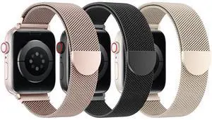 3 Pack Mesh Loop Compatible with Apple Watch Bands for Women Men 40mm 41mm 38mm 42mm 44mm 45mm 49mm 46mm Series 11 10 9 8 7 6 5 4 Ultra3 SE3 2, Stainless Steel Metal Magnetic Strap for iWatch 3 Pack Mesh Loop Compatible with Apple Watch Bands for Women Men 40mm 41mm 38mm 42mm 44mm 45mm 49mm 46mm Series 11 10 9 8 7 6 5 4 Ultra3 SE3 2, Stainless Steel Metal Magnetic Strap for iWatch