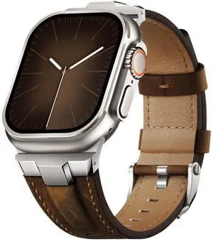 Leather Bands Compatible for Apple Watch Ultra Band 49mm 46mm 45mm 44mm 42mm, Genuine Leather Replacement Strap for iWatch Series 11 10 9 8 7 6 5 4 3 2 1, SE 3 2 1, Ultra 3 2 1 Leather Bands Compatible for Apple Watch Ultra Band 49mm 46mm 45mm 44mm 42mm, Genuine Leather Replacement Strap for iWatch Series 11 10 9 8 7 6 5 4 3 2 1, SE 3 2 1, Ultra 3 2 1