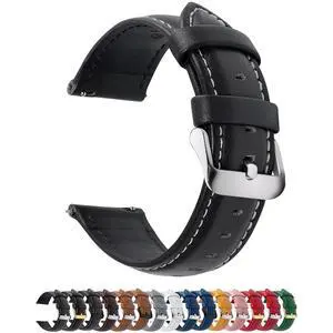 Watch Band, Quick Release Leather Watch Strap Compatible with Samsung Galaxy Garmin for Men Women, Replacement Bands Width 12mm 14mm 16mm 18mm 19mm 20mm 21mm 22mm 24mm Watch Band, Quick Release Leather Watch Strap Compatible with Samsung Galaxy Garmin for Men Women, Replacement Bands Width 12mm 14mm 16mm 18mm 19mm 20mm 21mm 22mm 24mm