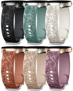 Floral Engraved Bands Compatible with Samsung Galaxy Watch 7 Band 6 5 4 Active 2 40mm 44mm/5 Pro/Watch 6/4 Classic, 6Pack 20mm Cute Flower Soft Silicone Sport Strap for Samsung Watch Bands Women Floral Engraved Bands Compatible with Samsung Galaxy Watch 7 Band 6 5 4 Active 2 40mm 44mm/5 Pro/Watch 6/4 Classic, 6Pack 20mm Cute Flower Soft Silicone Sport Strap for Samsung Watch Bands Women
