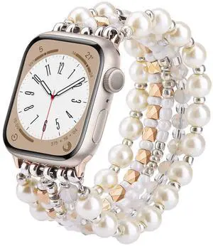 Beaded Bracelet Compatible for Apple Watch Band 42mm/40mm/38mm/41mm Series 11 10 9 8 7 SE Series 6/5/4 Women Fashion Cute Handmade Pearl Stretchy Watch Strap for iWatch Bands Series 3/2/1 Beaded Bracelet Compatible for Apple Watch Band 42mm/40mm/38mm/41mm Series 11 10 9 8 7 SE Series 6/5/4 Women Fashion Cute Handmade Pearl Stretchy Watch Strap for iWatch Bands Series 3/2/1