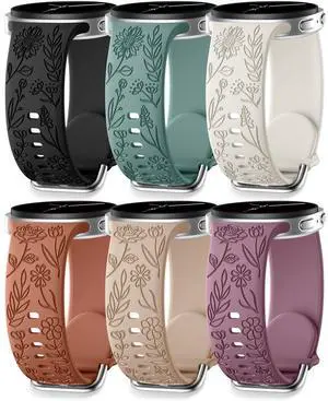 Floral Engraved Bands Compatible with Galaxy Watch 8 Band 40mm 44mm/Galaxy Watch 8 Classic Band 46mm, 6 Pack Cute Flower Soft Silicone Sport Replacement Strap for Samsung Watch 8 Bands Women Men Floral Engraved Bands Compatible with Galaxy Watch 8 Band 40mm 44mm/Galaxy Watch 8 Classic Band 46mm, 6 Pack Cute Flower Soft Silicone Sport Replacement Strap for Samsung Watch 8 Bands Women Men