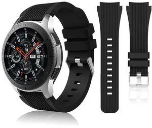 Compatible with Samsung Galaxy Watch 46mm Bands/Gear S3 Frontier, Classic Watch Bands/Galaxy Watch 3 Bands 45mm, 22mm Soft Silicone Bands Bracelet Sports Strap for Men & Women. (Black) Compatible with Samsung Galaxy Watch 46mm Bands/Gear S3 Frontier, Classic Watch Bands/Galaxy Watch 3 Bands 45mm, 22mm Soft Silicone Bands Bracelet Sports Strap for Men & Women. (Black)