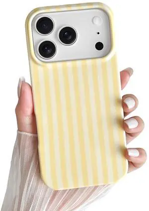 for iPhone 17 Pro Case Cute Striped Phone Case Soft TPU Slim Shockproof Phone Cover for Women Girls, Yellow for iPhone 17 Pro Case Cute Striped Phone Case Soft TPU Slim Shockproof Phone Cover for Women Girls, Yellow