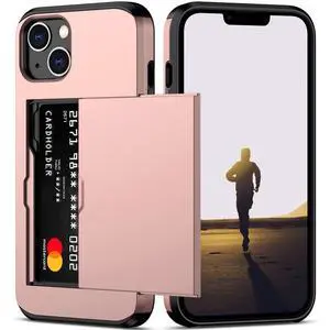 for iPhone 13 Case with Card Holder Heavy Duty Protective Dual Layer Shockproof Hidden Card Slot Slim Wallet Case for iPhone 13 for Women&Men(Rose Gold) for iPhone 13 Case with Card Holder Heavy Duty Protective Dual Layer Shockproof Hidden Card Slot Slim Wallet Case for iPhone 13 for Women&Men(Rose Gold)