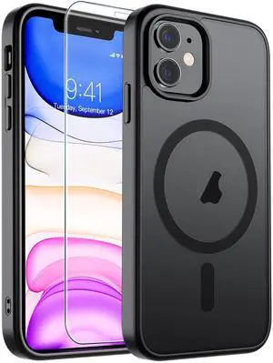 Magnetic for iPhone 11 Phone Case(Compatible with MagSafe)(Military Grade Drop Protection) Translucent Matte Shockproof Phone Cover,Black Magnetic for iPhone 11 Phone Case(Compatible with MagSafe)(Military Grade Drop Protection) Translucent Matte Shockproof Phone Cover,Black