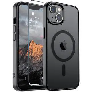 Magnetic for iPhone 14 Case & iPhone 13 Case (Compatible with MagSafe)(Military Grade Drop Protection) Translucent Matte Shockproof Phone Cover,Black Magnetic for iPhone 14 Case & iPhone 13 Case (Compatible with MagSafe)(Military Grade Drop Protection) Translucent Matte Shockproof Phone Cover,Black