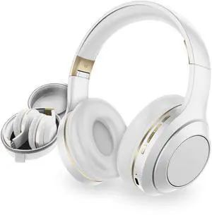 OSH Over Ear Bluetooth Wireless Headphones, Active Noise Canceling -20dB Reduction, 22 Hour Battery Life, Control Buttons, Built in Microphone, USB C Charging and Carrying Case Included (White) OSH Over Ear Bluetooth Wireless Headphones, Active Noise Canceling -20dB Reduction, 22 Hour Battery Life, Control Buttons, Built in Microphone, USB C Charging and Carrying Case Included (White)