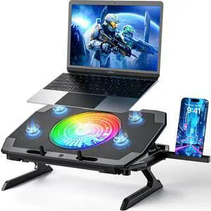 LP-2 Laptop Cooling Pad & Phone Holder, Dual-Mode Ergonomic Laptop Cooling Stand with 7 Adjustable Heights, 5 RGB High-Performance Quiet Laptop Fans, 2 USB Ports & 3 Speeds Laptop Cooler for 1521Inch LP-2 Laptop Cooling Pad & Phone Holder, Dual-Mode Ergonomic Laptop Cooling Stand with 7 Adjustable Heights, 5 RGB High-Performance Quiet Laptop Fans, 2 USB Ports & 3 Speeds Laptop Cooler for 1521Inch