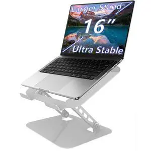 Adjustable Laptop Stand, Ultra Stable Metal Base Ergonomic Foldable Computer Riser for Desk Compatible with MacBook Pro/Air Notebook All Laptop Under 16 Inches (Silver) Adjustable Laptop Stand, Ultra Stable Metal Base Ergonomic Foldable Computer Riser for Desk Compatible with MacBook Pro/Air Notebook All Laptop Under 16 Inches (Silver)