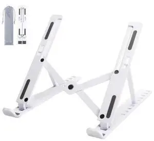 Laptop Stand for Desk, Adjustable Foldable Portable Laptop Riser, ABS+Silicone Ventilated Cooling Notebook Holder for 10-17.3 Laptops & Tablets (White) Laptop Stand for Desk, Adjustable Foldable Portable Laptop Riser, ABS+Silicone Ventilated Cooling Notebook Holder for 10-17.3 Laptops & Tablets (White)