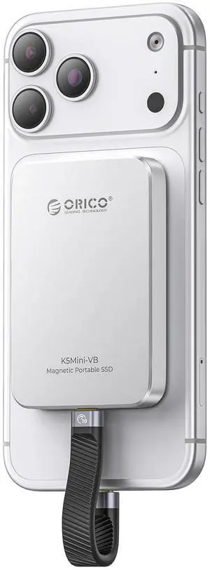 480GB Magnetic External SSD, Aluminum Alloy, Up to 460MB/s, External Solid State Drive, Expand Storage for iPhone 17 Pro Max, Compatible w/MagSafe, USB-C Smartphones - K5MINI Silver 480GB Magnetic External SSD, Aluminum Alloy, Up to 460MB/s, External Solid State Drive, Expand Storage for iPhone 17 Pro Max, Compatible w/MagSafe, USB-C Smartphones - K5MINI Silver