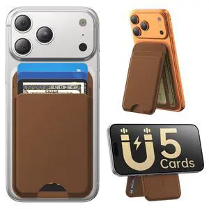 for MagSafe Wallet with Stand, 5 Card Holder, Slim Leather Magnetic Wallet for iPhone 17/16/15/14/13/12 Pro Max Plus Air Series, 3 Card Slots & 1 Cash Slot,Coffee for MagSafe Wallet with Stand, 5 Card Holder, Slim Leather Magnetic Wallet for iPhone 17/16/15/14/13/12 Pro Max Plus Air Series, 3 Card Slots & 1 Cash Slot,Coffee