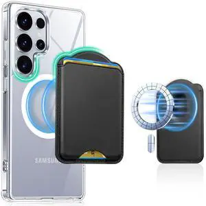 for MagSafe Wallet for Samsung Galaxy S26/S25/S24 Series, Fold 7 with Magnetic Case, for iPhone 17/16/15/14/13/12 Series, RFID Blocking Leather Magnetic Card Holder | Holds 3 Cards | Black for MagSafe Wallet for Samsung Galaxy S26/S25/S24 Series, Fold 7 with Magnetic Case, for iPhone 17/16/15/14/13/12 Series, RFID Blocking Leather Magnetic Card Holder | Holds 3 Cards | Black