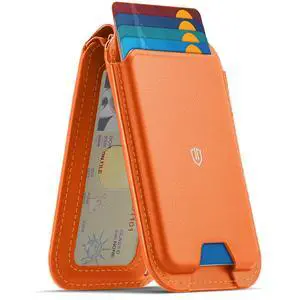 Genuine Leather Card Holder for Phone, Strong Magnetic Wallet for MagSafe with Adjustable Stand, RFID Blocking Mag Wallet for iPhone 17/17e/16/15/14/13/12/Pro/Max/Air/Plus Men Women - Orange Genuine Leather Card Holder for Phone, Strong Magnetic Wallet for MagSafe with Adjustable Stand, RFID Blocking Mag Wallet for iPhone 17/17e/16/15/14/13/12/Pro/Max/Air/Plus Men Women - Orange