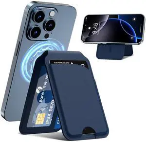 for Mag-Safe Wallet, Leather Phone Magnetic Wallet Stand Adjustable for iPhone 17/16/15/14/13/12 Series, ID Window, RFID Blocking (Blue) for Mag-Safe Wallet, Leather Phone Magnetic Wallet Stand Adjustable for iPhone 17/16/15/14/13/12 Series, ID Window, RFID Blocking (Blue)