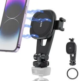 MG-03 Magnetic Phone Tripod Mount,Tripod Mount for Magsafe w Cold Shoe for iPhone 17.16.15.14.13.12 Series,Magnetic Ring Compatible with All Phones & All Cases,360° Rotation,for Tripods,Cameras MG-03 Magnetic Phone Tripod Mount,Tripod Mount for Magsafe w Cold Shoe for iPhone 17.16.15.14.13.12 Series,Magnetic Ring Compatible with All Phones & All Cases,360° Rotation,for Tripods,Cameras
