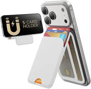 for MagSafe Wallet, 5 Cards Holder with Stand, Magnetic Phone Wallet Stand for iPhone 17/16/15/14/13/12 Pro Max Air Plus Series, RFID Blocking Vegan Leather,White for MagSafe Wallet, 5 Cards Holder with Stand, Magnetic Phone Wallet Stand for iPhone 17/16/15/14/13/12 Pro Max Air Plus Series, RFID Blocking Vegan Leather,White