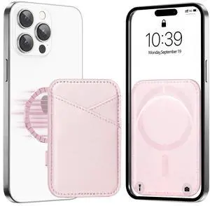 for MagSafe Wallet, Strongest Magnetic Card Holder for iPhone 17/16/15/14/13/12 Series, Ultra-Thin Leather Magnetic Phone Wallet with 2 Card Slots, RFID Blocking, No More Falling, Pink for MagSafe Wallet, Strongest Magnetic Card Holder for iPhone 17/16/15/14/13/12 Series, Ultra-Thin Leather Magnetic Phone Wallet with 2 Card Slots, RFID Blocking, No More Falling, Pink
