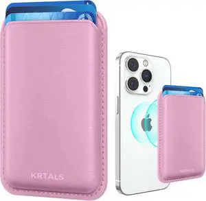 Magnetic Wallet Cell Phone Card Holder for Phone Case with Mag-Safe, Stronger Magnetic RFID Leather Phone Wallet Stick on Series of iPhone 17/16/15/14/13/12 and Pro/Promax, Pink Magnetic Wallet Cell Phone Card Holder for Phone Case with Mag-Safe, Stronger Magnetic RFID Leather Phone Wallet Stick on Series of iPhone 17/16/15/14/13/12 and Pro/Promax, Pink