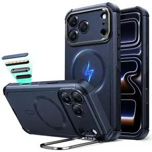 for iPhone 17 Pro Phone Case with Stand, 23ft Military-Grade Drop Protection with Camera Control, Shock-Absorbing Rugged Cover, Compatible with MagSafe Accessories, Cyber Series, Blue for iPhone 17 Pro Phone Case with Stand, 23ft Military-Grade Drop Protection with Camera Control, Shock-Absorbing Rugged Cover, Compatible with MagSafe Accessories, Cyber Series, Blue