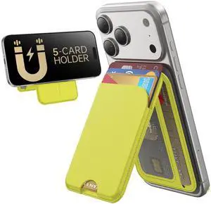 for MagSafe Wallet, 5 Cards Holder with Stand, Magnetic Phone Wallet Stand for iPhone 17/16/15/14/13/12 Pro Max Air Plus Series, RFID Blocking Vegan Leather,Fluorescent Yellow for MagSafe Wallet, 5 Cards Holder with Stand, Magnetic Phone Wallet Stand for iPhone 17/16/15/14/13/12 Pro Max Air Plus Series, RFID Blocking Vegan Leather,Fluorescent Yellow
