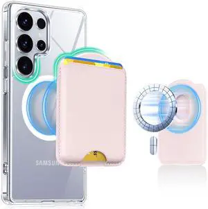 for MagSafe Wallet for Samsung Galaxy S26 S25 S24 Series, Fold 7 with Magnetic Case, for iPhone 17/16/15/14/13 Series, RFID Blocking Leather Magnetic Card Holder | Holds 3 Cards | Light-Pink for MagSafe Wallet for Samsung Galaxy S26 S25 S24 Series, Fold 7 with Magnetic Case, for iPhone 17/16/15/14/13 Series, RFID Blocking Leather Magnetic Card Holder | Holds 3 Cards | Light-Pink