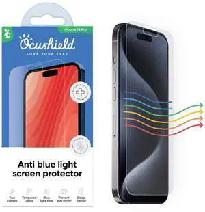 Anti Blue Light Tempered Glass Screen Protector of for iPhone 15 Pro (6.1") Blocks Blue Light, Prevents Eye Strain & Helps You Sleep Better, 9H Hardness & Case Friendly Anti Blue Light Tempered Glass Screen Protector of for iPhone 15 Pro (6.1") Blocks Blue Light, Prevents Eye Strain & Helps You Sleep Better, 9H Hardness & Case Friendly