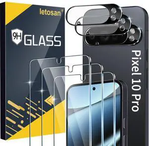 3 Pack for Google Pixel 10 Pro Screen Protector Tempered Glass + 3 Pack Camera Lens Protector, Military Grade Shatterproof, 9H Hardness, Fingerprint Unlock,Case Friendly 6.3 Inch 3 Pack for Google Pixel 10 Pro Screen Protector Tempered Glass + 3 Pack Camera Lens Protector, Military Grade Shatterproof, 9H Hardness, Fingerprint Unlock,Case Friendly 6.3 Inch