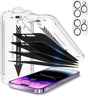 4-Pac Screen Protector for iPhone 14 Pro Max 6.7 inch Black Privacywith Flawless Fit Kit+2-Pack Camera Lens Protector, 15-SecondBubble-Free Installation, 9H Hardness, 12FT Military Grade Shatterproof, 4-Pac Screen Protector for iPhone 14 Pro Max 6.7 inch Black Privacywith Flawless Fit Kit+2-Pack Camera Lens Protector, 15-SecondBubble-Free Installation, 9H Hardness, 12FT Military Grade Shatterproof,