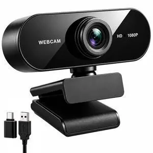 1080P HD Webcam with Auto Focus & Microphone, 30FPS Computer Camera, USB Plug-and-Play with Type-C Adapter, 360° Rotating Webcam for Zoom Meetings, Teams, Streaming & Online Classes 1080P HD Webcam with Auto Focus & Microphone, 30FPS Computer Camera, USB Plug-and-Play with Type-C Adapter, 360° Rotating Webcam for Zoom Meetings, Teams, Streaming & Online Classes