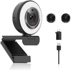 1080P USB Webcam with Ring Light Autofocus & Microphone for PC Mac 1080P USB Webcam with Ring Light Autofocus & Microphone for PC Mac