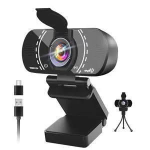 1080P PC Webcam, Plug and Play USB C Camera with Microphone/Privacy Cover/Stand/Adapter & Wide Angle 110°, Web Camera for Desktop Computer PC Mac Video Calling/Zoom Conference 1080P PC Webcam, Plug and Play USB C Camera with Microphone/Privacy Cover/Stand/Adapter & Wide Angle 110°, Web Camera for Desktop Computer PC Mac Video Calling/Zoom Conference