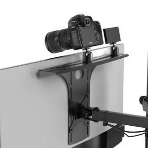 DSLR Monitor Mount Large, Desk Camera Mounting, Light Webcam, Microphone Shelf for Monitor VESA Arm, Replace Clamp Tripods, 100x100mm Patterns, Aluminum, Hardware Included DSLR Monitor Mount Large, Desk Camera Mounting, Light Webcam, Microphone Shelf for Monitor VESA Arm, Replace Clamp Tripods, 100x100mm Patterns, Aluminum, Hardware Included