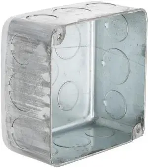 239 4 in. Square Plenum Box, Eleven 1/2 and Five 3/4 in. Knockouts, Drawn, 2-1/8 in. Deep, Gray 239 4 in. Square Plenum Box, Eleven 1/2 and Five 3/4 in. Knockouts, Drawn, 2-1/8 in. Deep, Gray