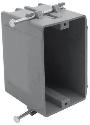 1-Gang PVC New Work Outlet Box,18 Cubic Inch Switch Box,Gray New Work Electrical Nail Outlet Box,ETL Listed to UL514C and UL263,AWG for 9/14,8/12,7/10(1Pack) 1-Gang PVC New Work Outlet Box,18 Cubic Inch Switch Box,Gray New Work Electrical Nail Outlet Box,ETL Listed to UL514C and UL263,AWG for 9/14,8/12,7/10(1Pack)