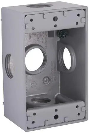 Hubbell-5332-0 Weatherproof Electrical Box, 1 Gang, 18.3 Cu-in, 4-1/2 in L X 2-3/4 in W X 2 in D, 3/4 Inch, Gray Hubbell-5332-0 Weatherproof Electrical Box, 1 Gang, 18.3 Cu-in, 4-1/2 in L X 2-3/4 in W X 2 in D, 3/4 Inch, Gray