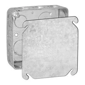 4x4 Metal Junction Box & Cover Kit, 4 Inch Square Electrical Box with Blank Cover, Drawn Metal Box, Steel Electrical Junction Box, Flat Blank J Box Cover, 1-1/2" Deep, 21 Cu in 4x4 Metal Junction Box & Cover Kit, 4 Inch Square Electrical Box with Blank Cover, Drawn Metal Box, Steel Electrical Junction Box, Flat Blank J Box Cover, 1-1/2" Deep, 21 Cu in