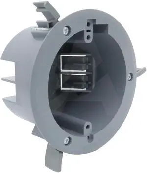 (Pack of 1) 4'' Old Work Round Electrical Box, One-Gang Grey PVC Junction Box, 18 Inch Capacity, Round Ceiling Remodel Box with Built-in Mounting Tabs, Three Mounting Wings, 2-Hour Fire Rated Walls (Pack of 1) 4'' Old Work Round Electrical Box, One-Gang Grey PVC Junction Box, 18 Inch Capacity, Round Ceiling Remodel Box with Built-in Mounting Tabs, Three Mounting Wings, 2-Hour Fire Rated Walls