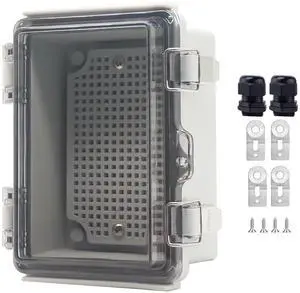 Waterproof Junction Box, ABS Plastic Electrical Box with Stainless Steel Latch, Hinged Cover Electric Project Enclosure Box with Mounting Plate, Wall Brackets & Cable Gland 5.9"x3.9"x2.8" Waterproof Junction Box, ABS Plastic Electrical Box with Stainless Steel Latch, Hinged Cover Electric Project Enclosure Box with Mounting Plate, Wall Brackets & Cable Gland 5.9"x3.9"x2.8"